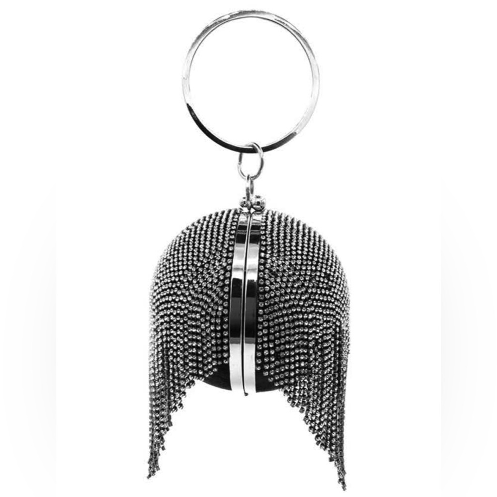 Badgley Mischka round glitter rhinestone ball purse